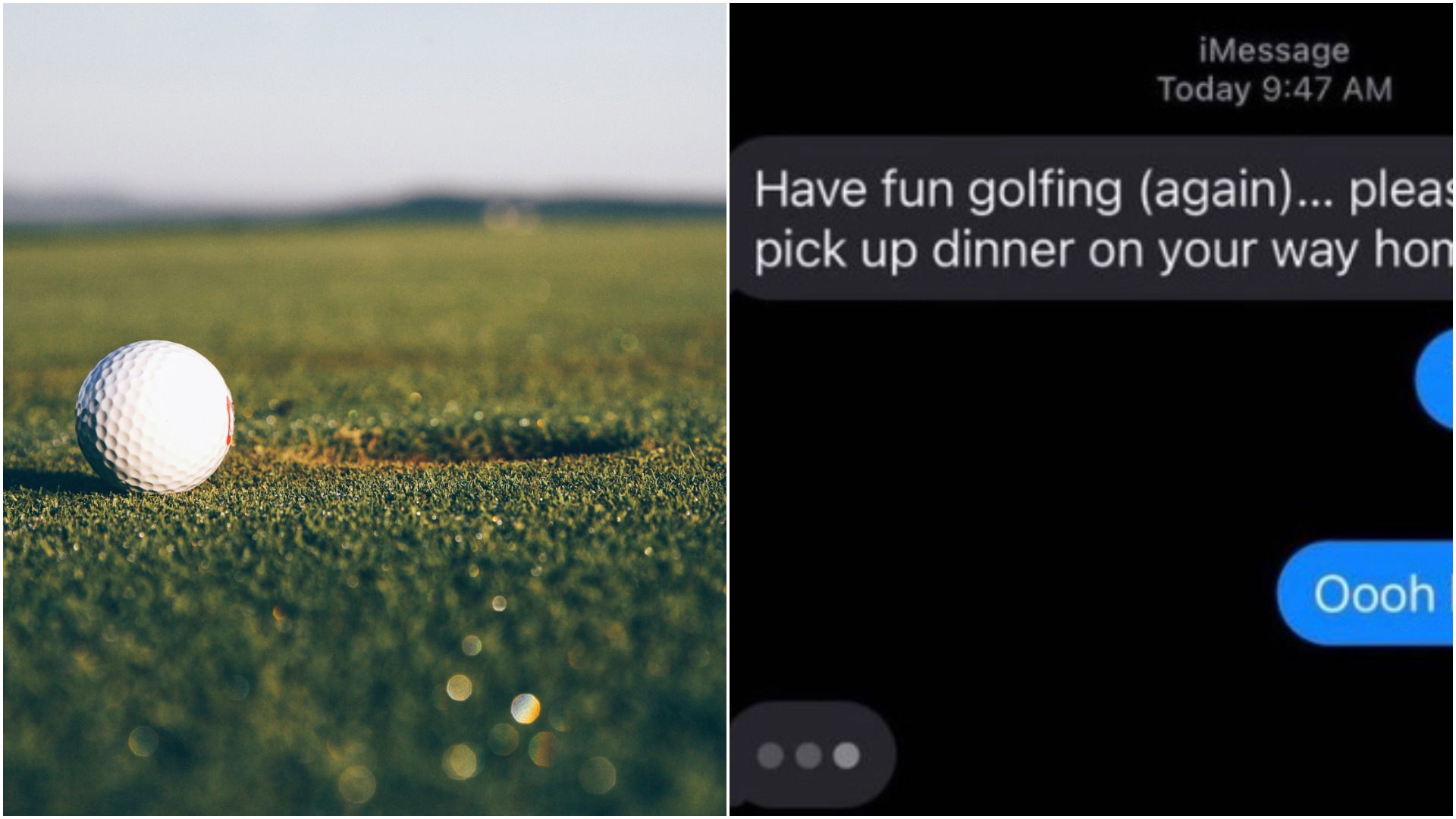 Golfer in BIG TROUBLE with his partner as text at the course goes HORRIBLY WRONG